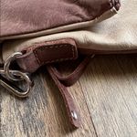 Roots  Canada Emma Bag Leather Foldover Crossbody Colorblock Brown and Taupe Photo 11