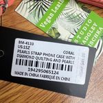 Badgley Mischka  Pearl Strap Phone Case Crossbody Diamond‎ Quilting Coral NWT Photo 1