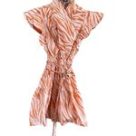 Derek Lam Orange and White Flutter Sleeve Mini Dress Photo 11