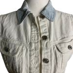 Vintage 90s Tangibles Denim Vest M White Button Up Pockets Cropped Cotton Size M Photo 1