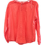 st. john's bay  Eyelet Blouse Long Sleeve‎ Coral Top Lightweight PM Photo 0