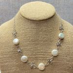 925 Silver Freshwater Pearl Necklace with Dainty Bow Accents Adjustable Chain Photo 3