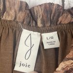 Joie ‎ Top Women L Brown Marble Print Smocked Blouse Sheer Sleeve Fairy Ethereal Photo 4