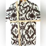 Chico's Women’s Ikat Pattern Brown & White Lightweight Linen Blazer Jacket Sz 0 Photo 5