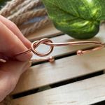 Rose Gold Love Knot Cuff Bangle Red Photo 4
