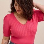 Torrid Pink Fitted Pullover V-neck Sweater Photo 0