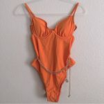 River Island Chain Detail Underwire One-piece Swimsuit Orange Sz. 10 UK / S US Photo 4