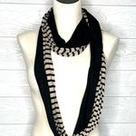 Ann Taylor LOFT black/taupe striped double loop infinity scarf NWT Photo 0