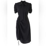 Chicwish Self Tie Bow Neck Side Drawstring Puffy Ruched Sleeves Lined Dress S Photo 1