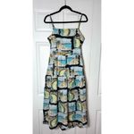 Anthropologie R. G. Kane Costa Beach Postcard Print Open Back Tiered Midi Dress Size Large Photo 6