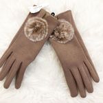 NWT! So Soft Boutique Pom Pom Winter Gloves Brown Photo 0