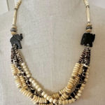 wood and bone elephant multi strand necklace Brown Photo 0