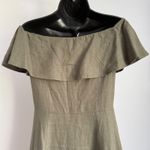 Saks 5th Avenue Saks Fifth Ave. Green Off Shoulder Midi Dress cottagecore Ruffle Size 2 Photo 5
