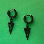 Titanium Steel Spike Dangle Drop Earrings for Men Women,Punk Hip Hop Earrings Black Photo 3