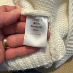 White Cardigan Sweater with Black Heart Design Photo 3