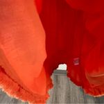 Umgee Size L Orange Linen Short Sleeve Round Neck Ruffle Trim Dress Frayed Trim Photo 7