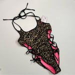 Chynnadolls Swimsuit Vegas Lace Up One Piece Lined Leopard Hologram Print Black Size L Photo 2