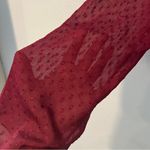 Kirious LA Burgundy Swiss Dot Chiffon Bell Sleeve Tie Back Cutout Crop Top‎ L Red Size L Photo 3