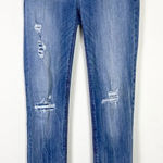 White House | Black Market WHBM Light Wash Distressed Patched Low Rise Slim Leg Jeans Size 4 Photo 0