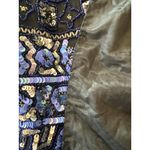 Papell Boutique Vintage  Evening Silk Jacket 16W Black Blue Sequins Beaded Photo 4