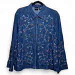 Erika EUC  Zip-Up Embroidered Denim Jacket - XL Photo 0