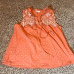 MINE Embroidered Tank Top Sleeveless Boho Peasant Blouse‎ Coral Large Orange Photo 0