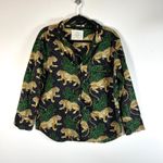 Printfresh Leopard Botanical Button Down Pajama Shirt Women's Size M animal Photo 0