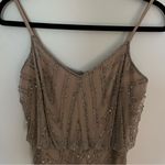 Adrianna Papell Champagne Beaded Sequin Wedding Guest Dress Photo 1
