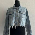 Blue B Collection Denim Jacket Teens Size Small Cropped Blue Distressed Photo 0