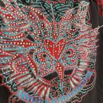 Harley Davidson black/red rose mesh rhinestone 3/4 sleeve t-shirt, XS, EUC Photo 1