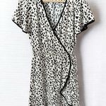Slate + Willow  Ivory and Black Animal Cheetah Print Faux Wrap Dress Size S Photo 0