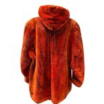 Womens Orange Dyed Sheared Beaver Genuine Fur Hooded Zip Jacket Coat Size Large Photo 5