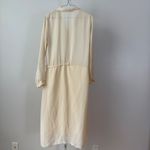 VTG Cream Sheer sz M Floral Embroidered Collared Button Midi Feminine Soft Girl Size M Photo 5