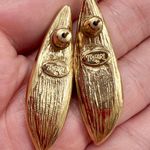 Trifari RARE Vintage  Signed Enamel Orange Ears Of Wheat Earrings Photo 1