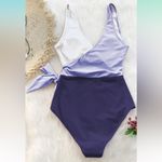 Cupshe PLUNGE V-NECK PURPLE WHITE COLOR BLOCK ONE PIECE SWIMSUIT SZ SMALL NWT Photo 4