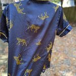 Men's Black and Gold Leopard Print Shirt Size M Photo 3