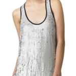 Elizabeth and James Tank Dress Silver Marla Sequins Above Knee Small Night Out Photo 0