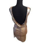 NWT LuLus Rose Gold bodycon drop back cocktail dress Small S Bling Lined Photo 2