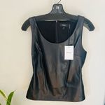 Theory  Scoop Neck Faux‎ Leather Tank Top, Black, Small, (4/6), Designer, NWT Photo 1