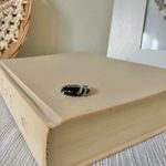 Avon NRT NRT Black Enamel Rhinestone Encrusted Avon Ring “Syrinx” Silver Band Swirl Goth Jewelry Photo 2