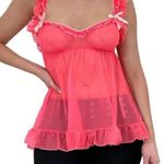 Victoria's Secret Y2K Pink Ruffle Lingerie Babydoll Slip Top Size Medium Coquette Photo 0
