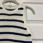 Madewell Crochet-Knit Crewneck Sweater Tank Ivory Navy Blue Stripe Womens XS NWT Photo 2