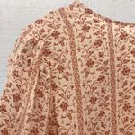 🌸 Boho Peasant Blouse M Floral Crochet Lace Tie Neck 3/4 Sleeve Festival 🌻 Orange Size M Photo 12