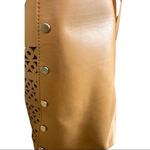 Nine West Camel Tan Cutout Large Cutout Shoulder Tote Vegan Oversize Bag Photo 8