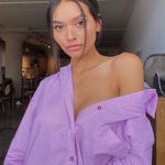 Camila Coelho  Elliot Shirt Dress In Pink Lilac 100% Cotton Photo 4