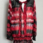 Gina Benotti Red Print Tie Neck Blouse Size Medium Photo 0