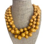 Vintage 3 Strand Graduated Bead Necklace Mustard Yellow Adjustable 26 Photo 0