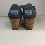 Toms Cork Platform Wedge Denim Stripe Ankle Strap Sandals Zarape Print Womens 7 Photo 3