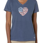 Life is Good Blue American Flag Heart V Neck Crusher Tee Size XXXL 3X Photo 0