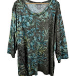 Catherines  Floral Leaf Print Tunic Top Size 4X Multicolor Stretch Comfy Boho Photo 0